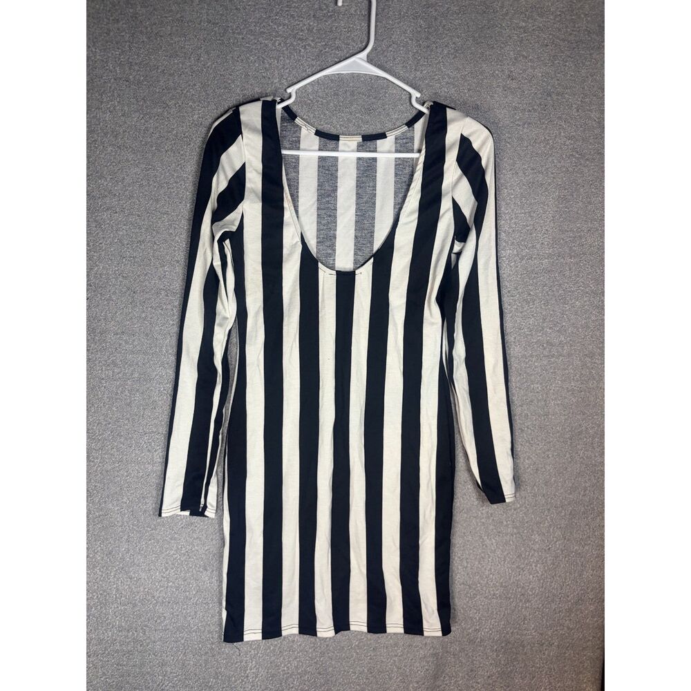 striped long sleeve bodycon mini dress size L